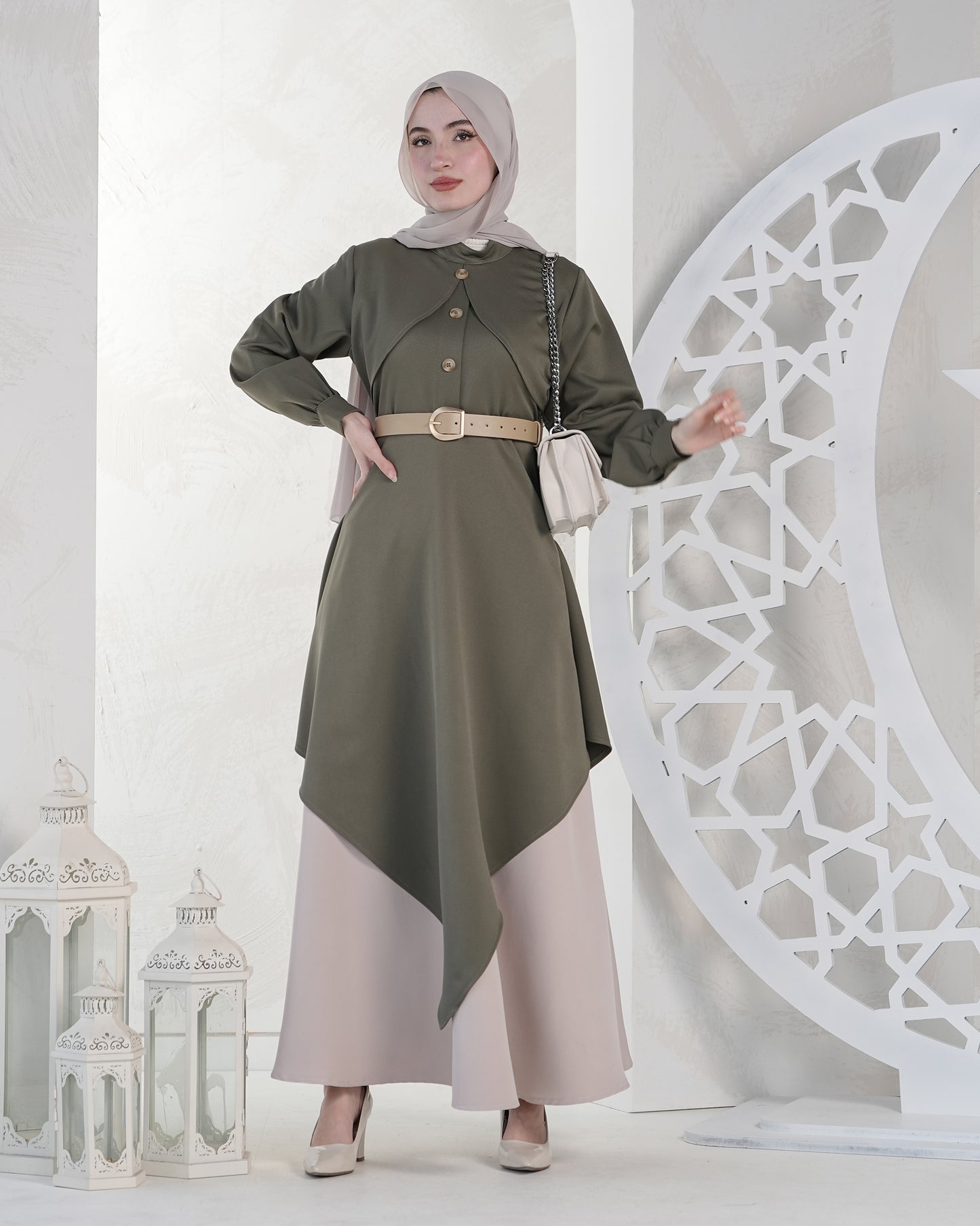 Elegant Two-Piece Asymmetrical Set – Eid Collection:10810