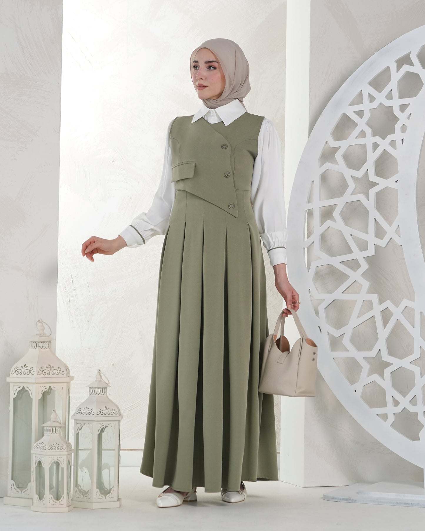 Two-Piece Long Dress with Shirt