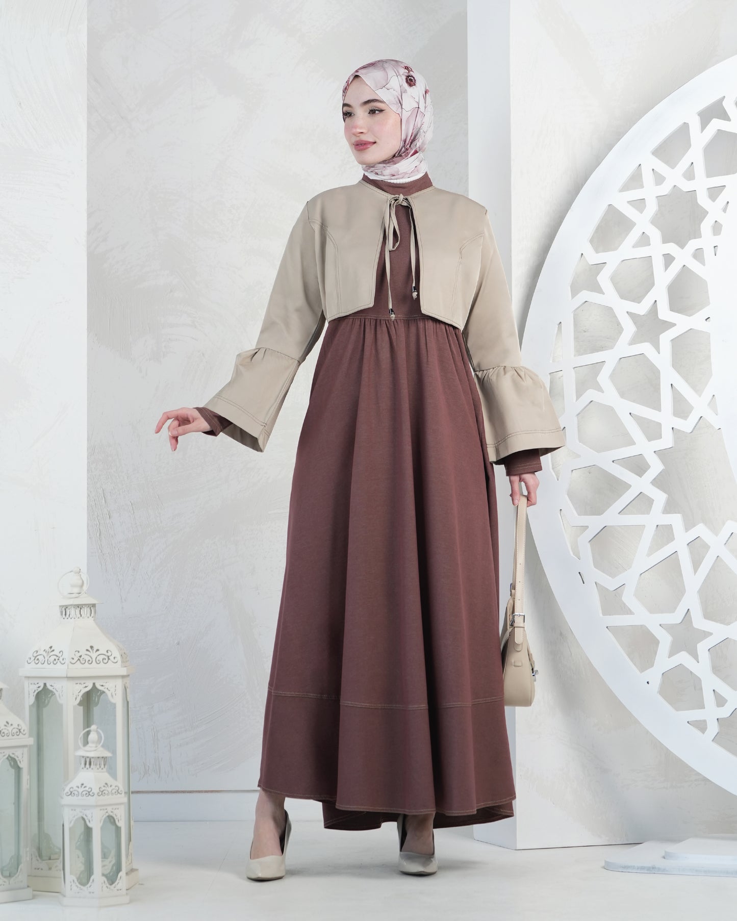 Women's two-piece dress set with a short jacket