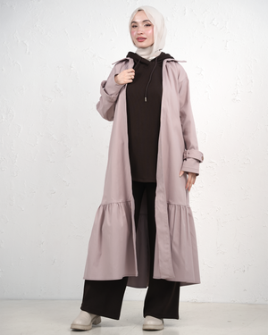 Three-Piece Set with Tunic, Trousers and Long Jacket - Pink