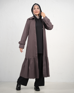 Three-Piece Set with Tunic, Trousers and Long Jacket - Charcoal