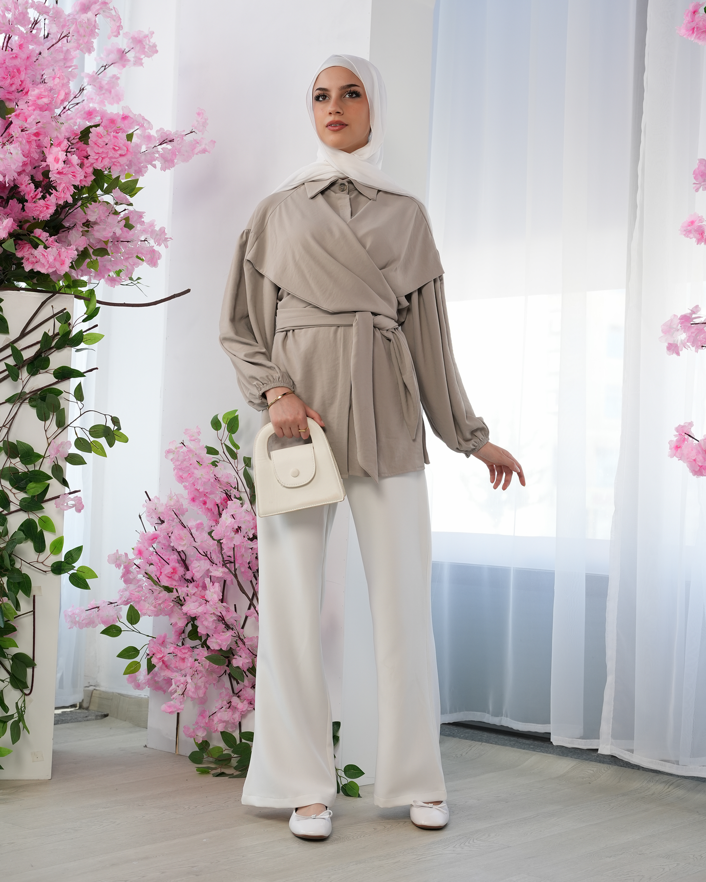 Elegant Wrap Set with Waist Belt:H:50