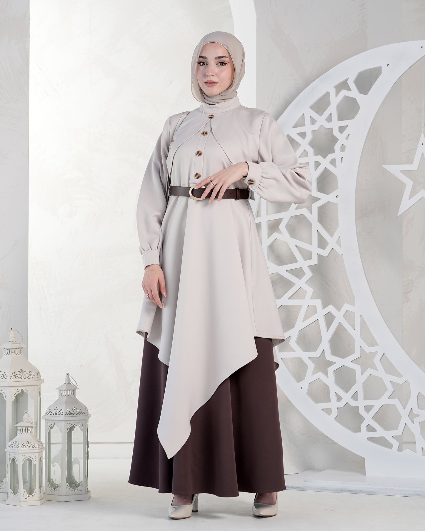 Elegant Two-Piece Asymmetrical Set – Eid Collection:10810