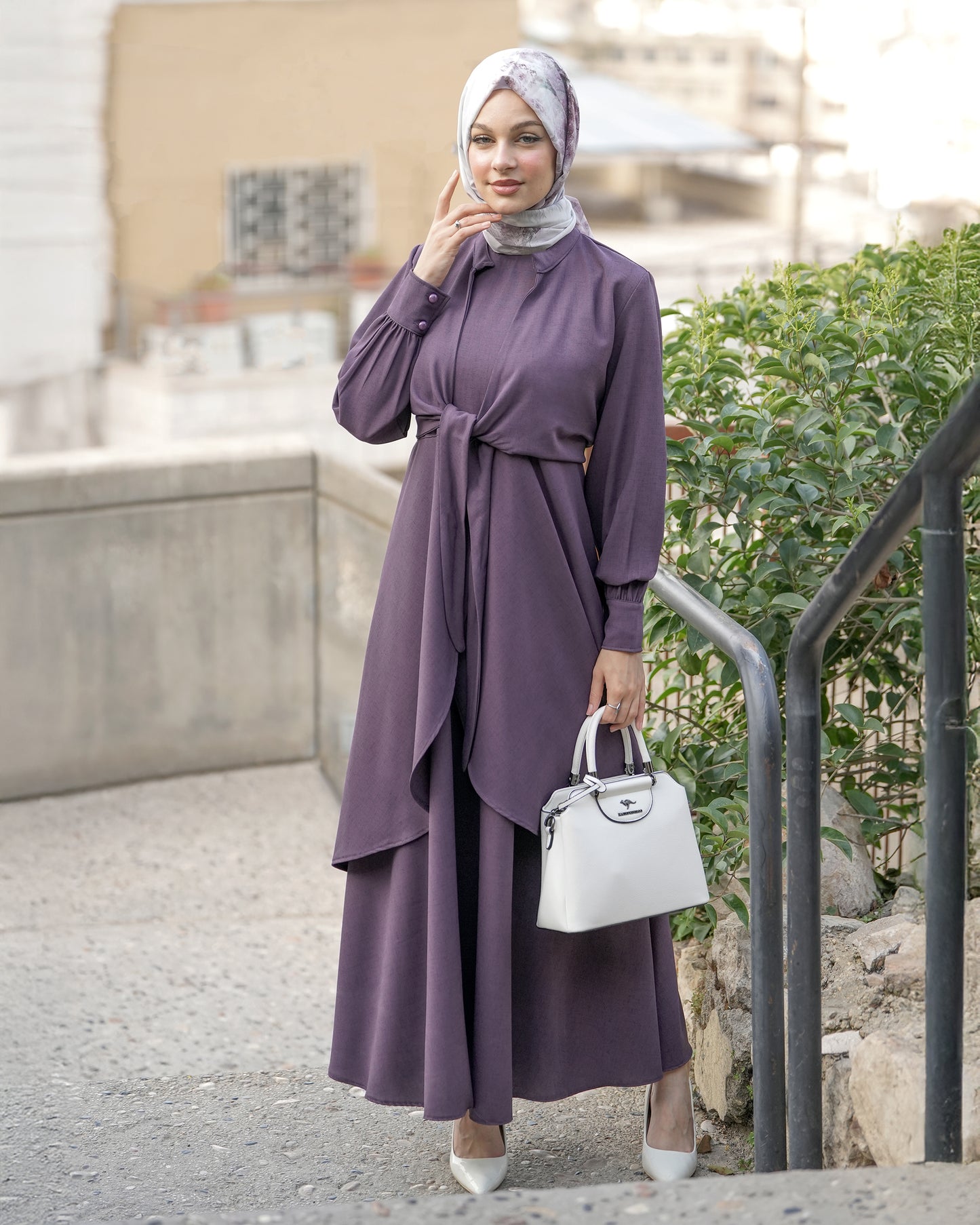 Elegant Wrap Dress with Front Tie:11130