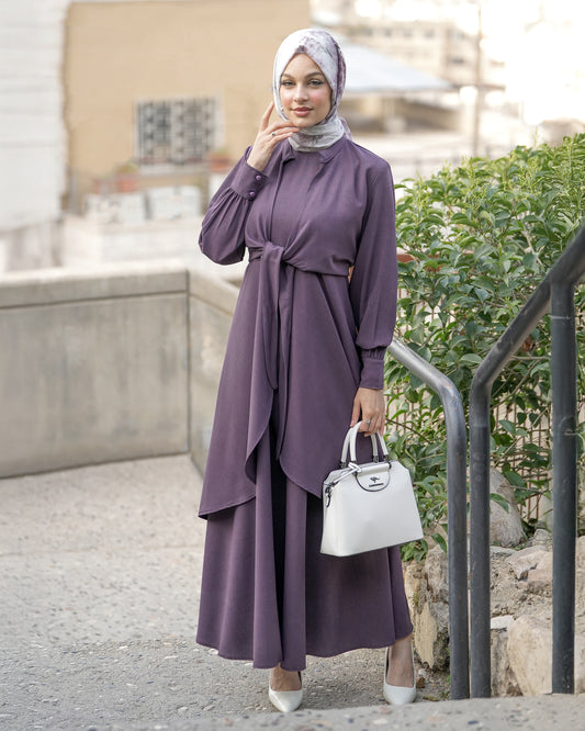 Elegant Wrap Dress with Front Tie:11130