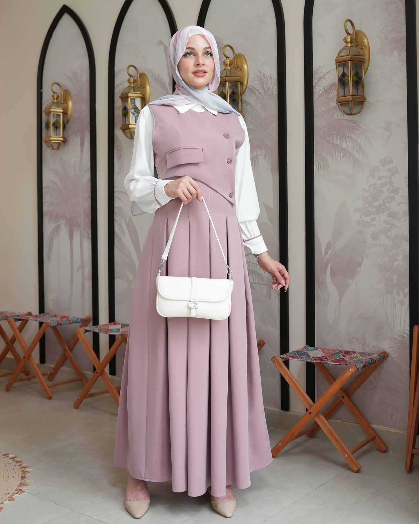 Two-Piece Long Dress with Shirt