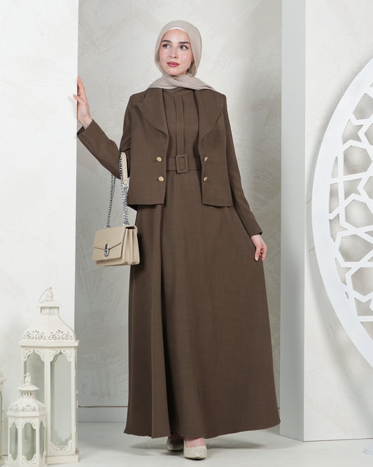 Chic Belted Two-Piece Dress Set:11020