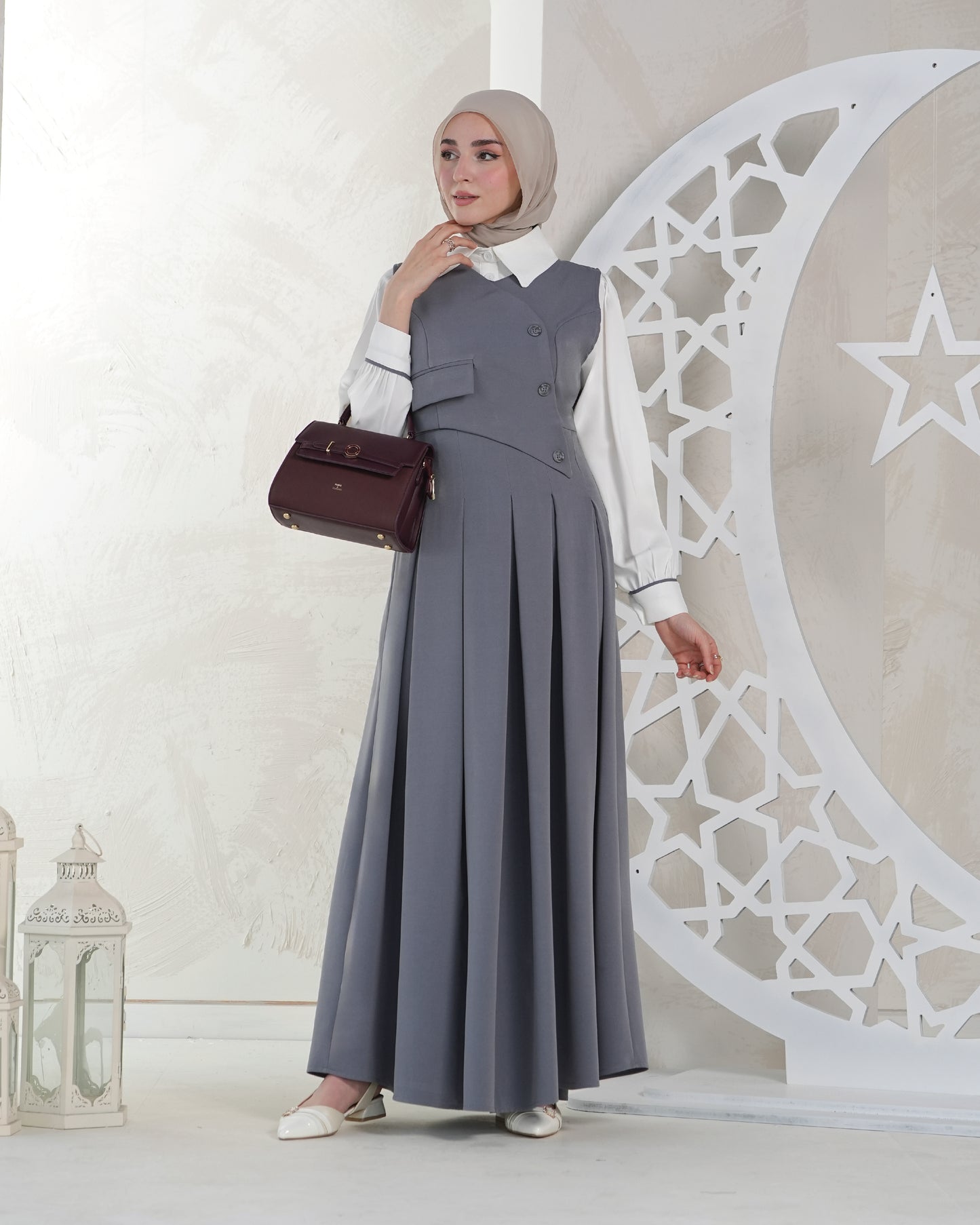 Two-Piece Long Dress with Shirt