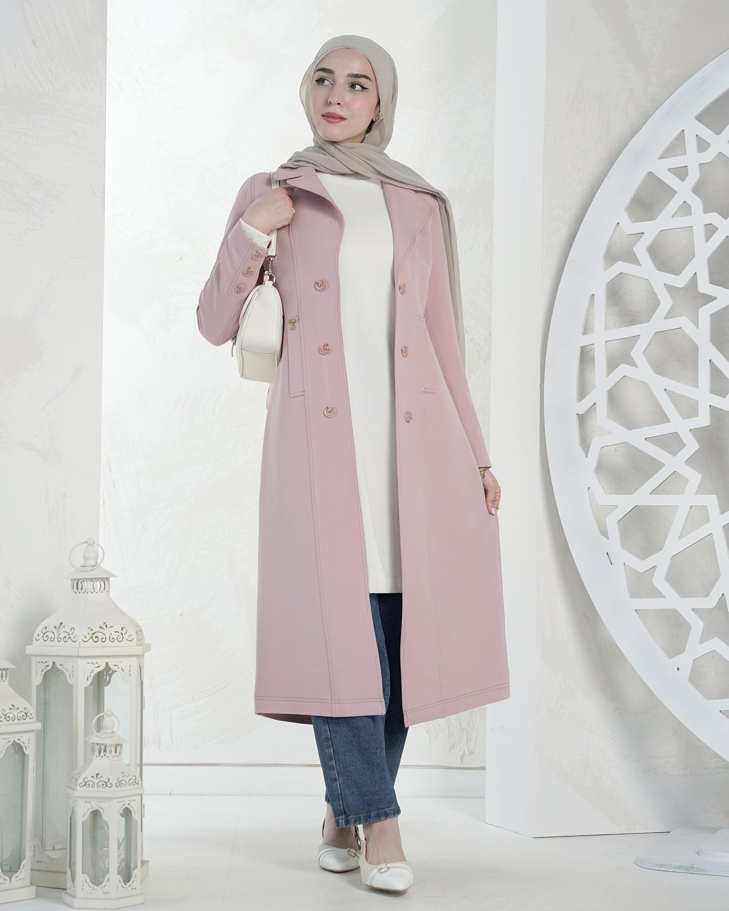 Elegant Long Jacket with Blouse – Chic Eid Look:10830