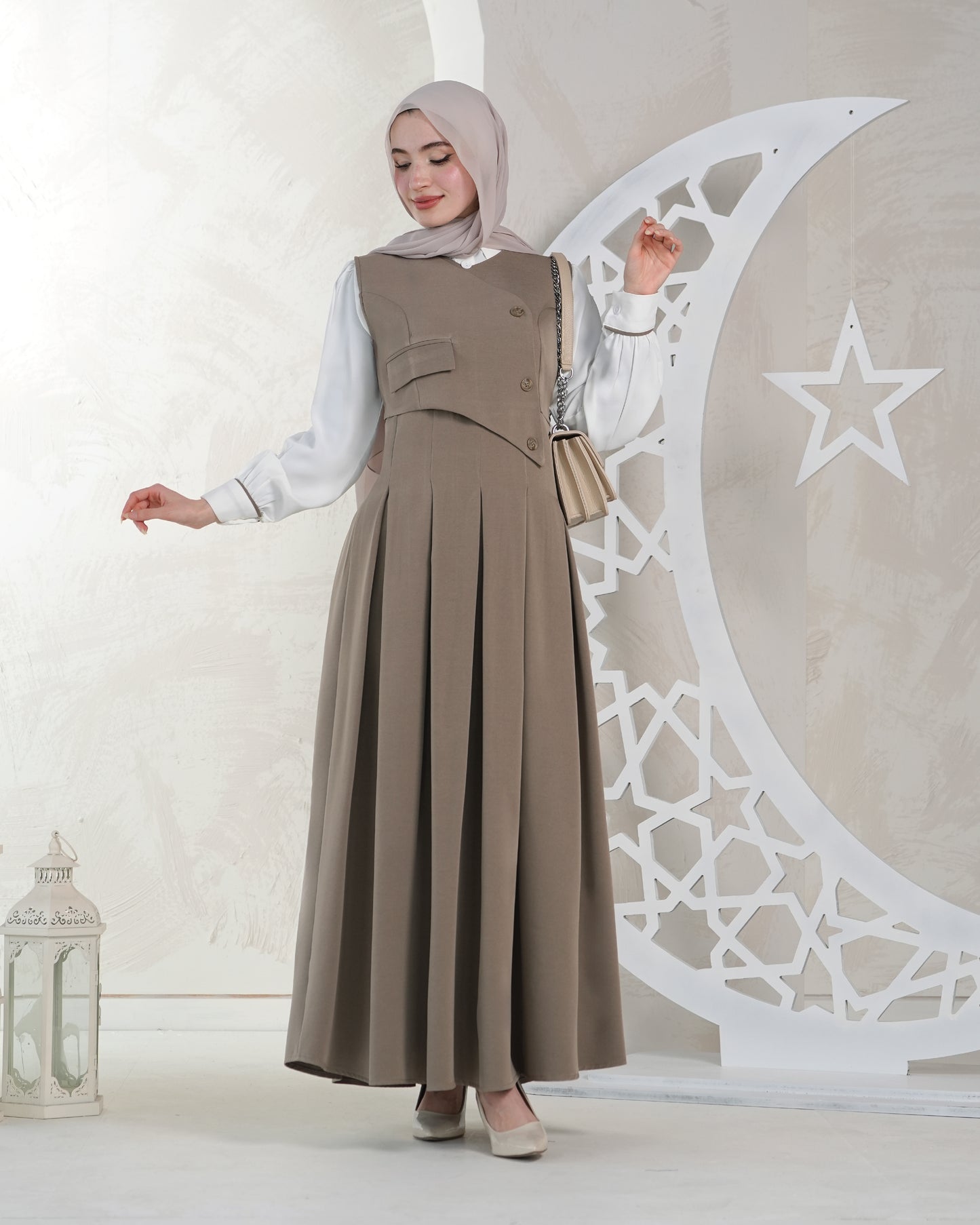 Two-Piece Long Dress with Shirt