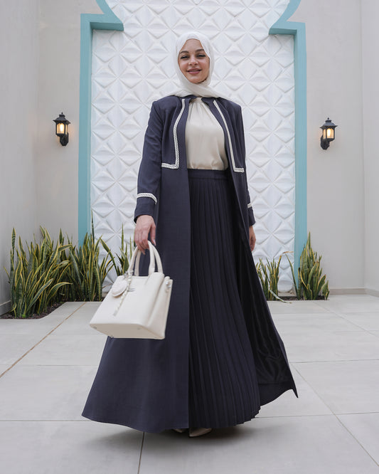 Elegant 3-Piece Pleated Skirt Set for Eid:10860