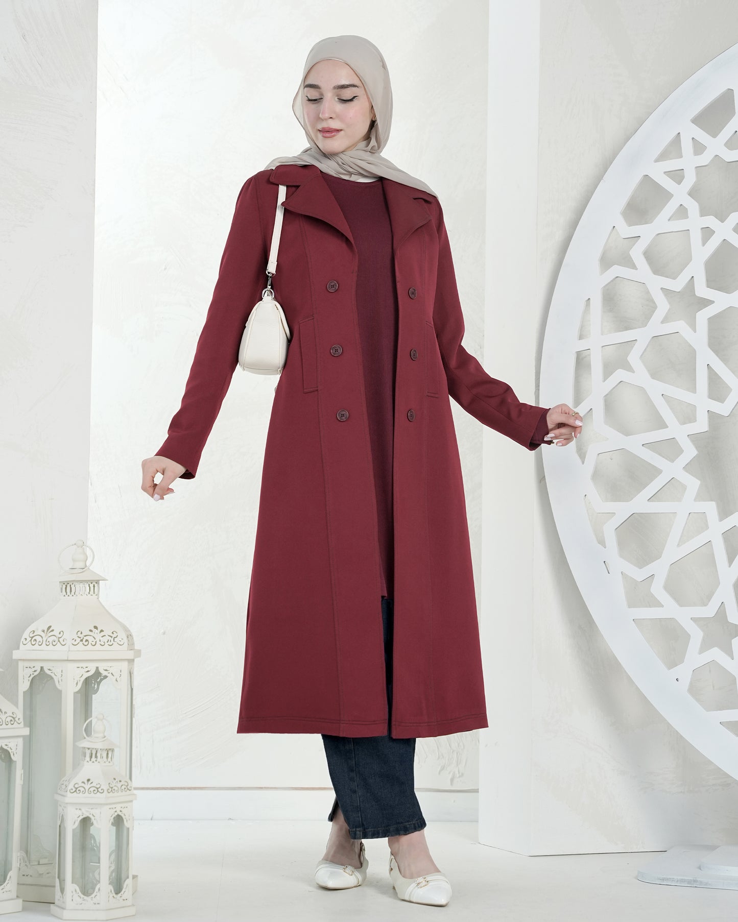 Elegant Long Jacket with Blouse – Chic Eid Look:10830