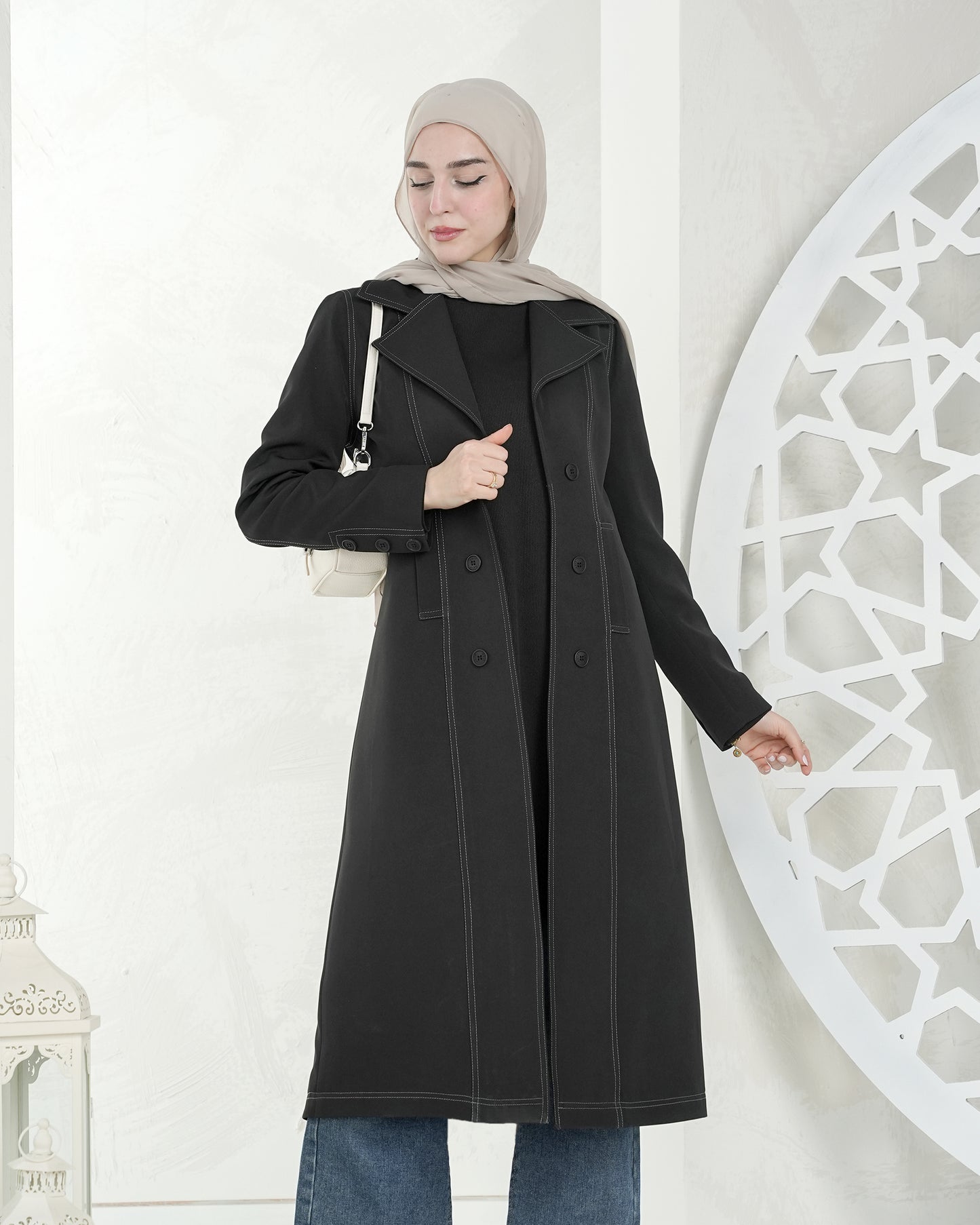 Elegant Long Jacket with Blouse – Chic Eid Look:10830
