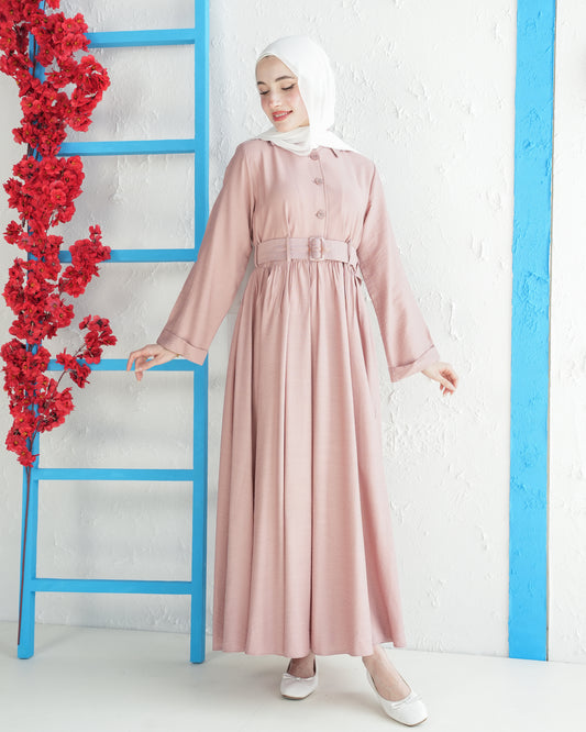 Elegant Belted Maxi Dress:11530