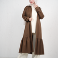Three-Piece Set with Tunic, Trousers and Long Jacket - Brown