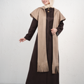 Long Jilbab with Fringed Scarf - Burgundy
