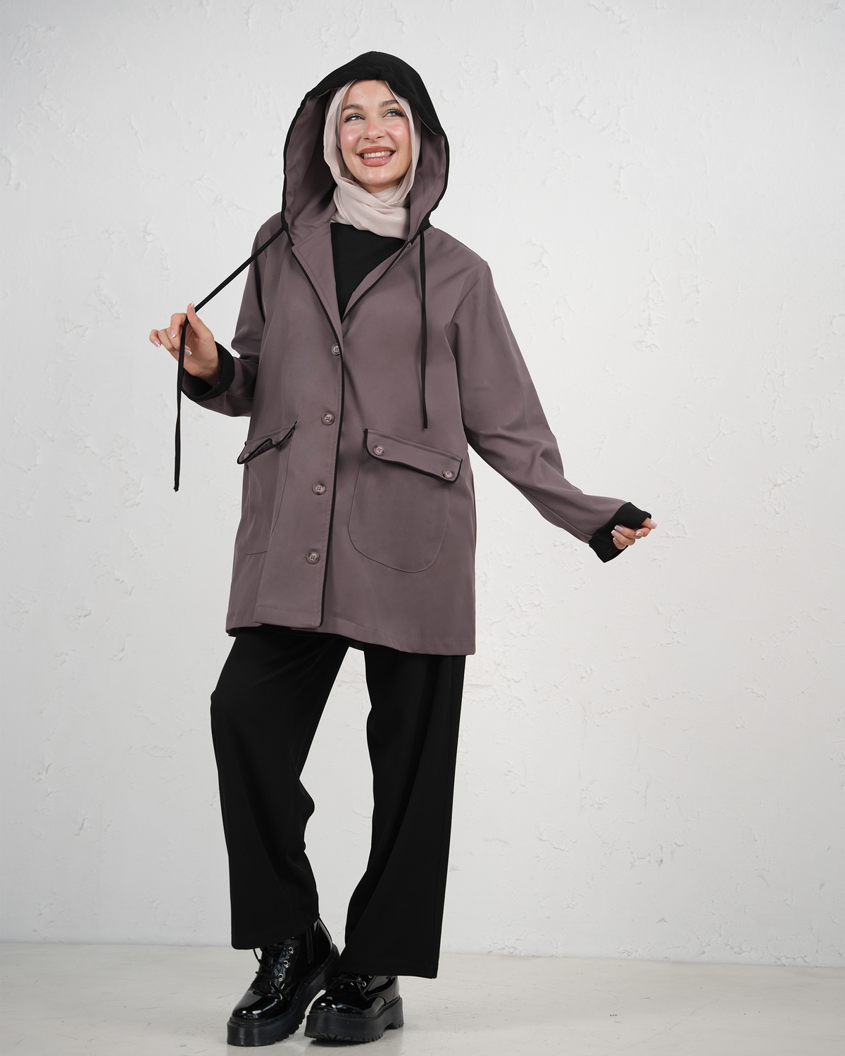 Three-Piece Women's Tracksuit with Jacket, Top and Wide-Leg Trousers - Charcoal