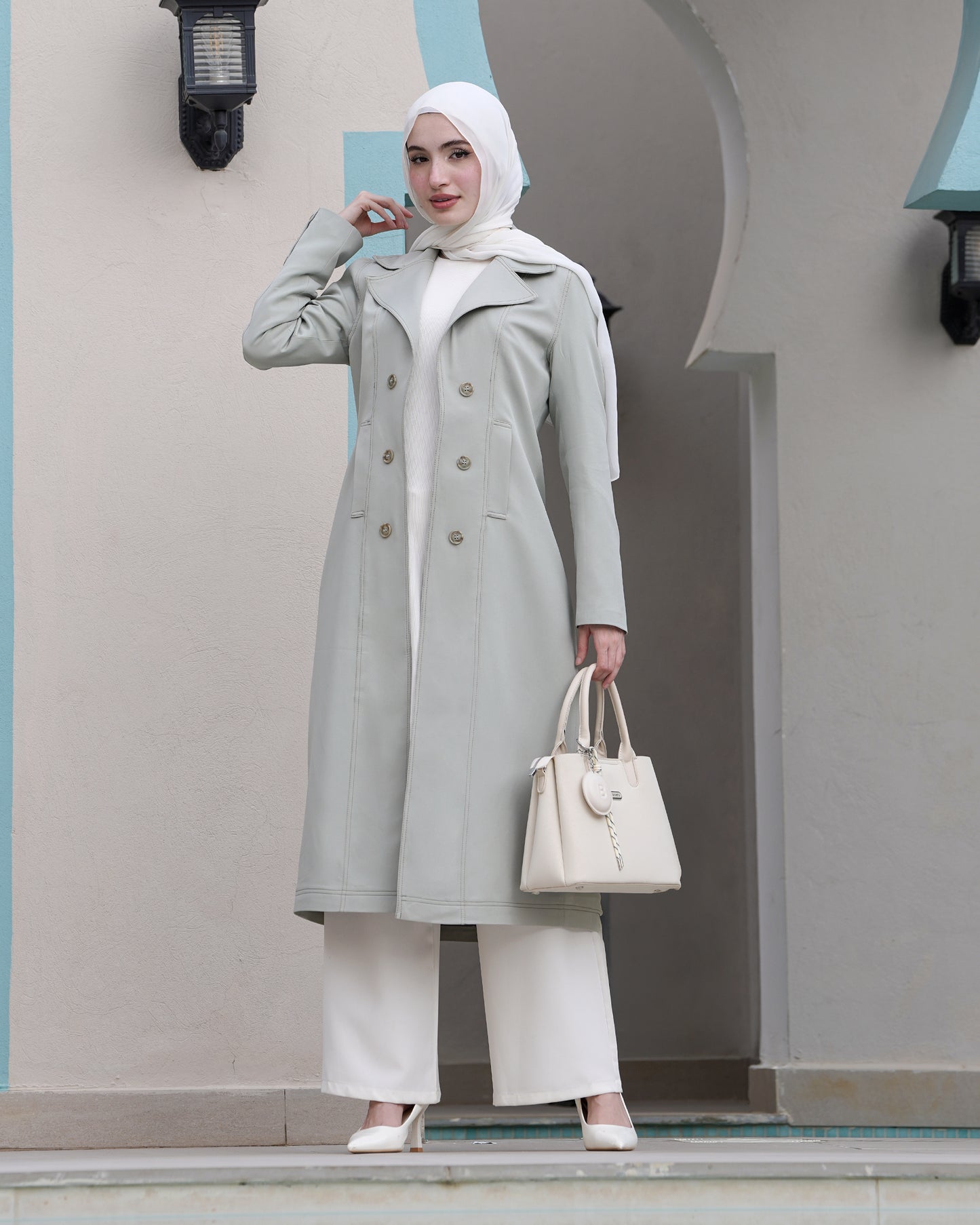 Elegant Long Jacket with Blouse – Chic Eid Look:10830