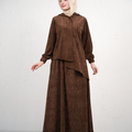 Long Jilbab with Asymmetric Layered Design - Brown