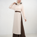 Skirt and Long Belted Tunic Set - Off White