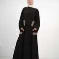 Skirt and Top Set with Stripe and Pocket Details - Black
