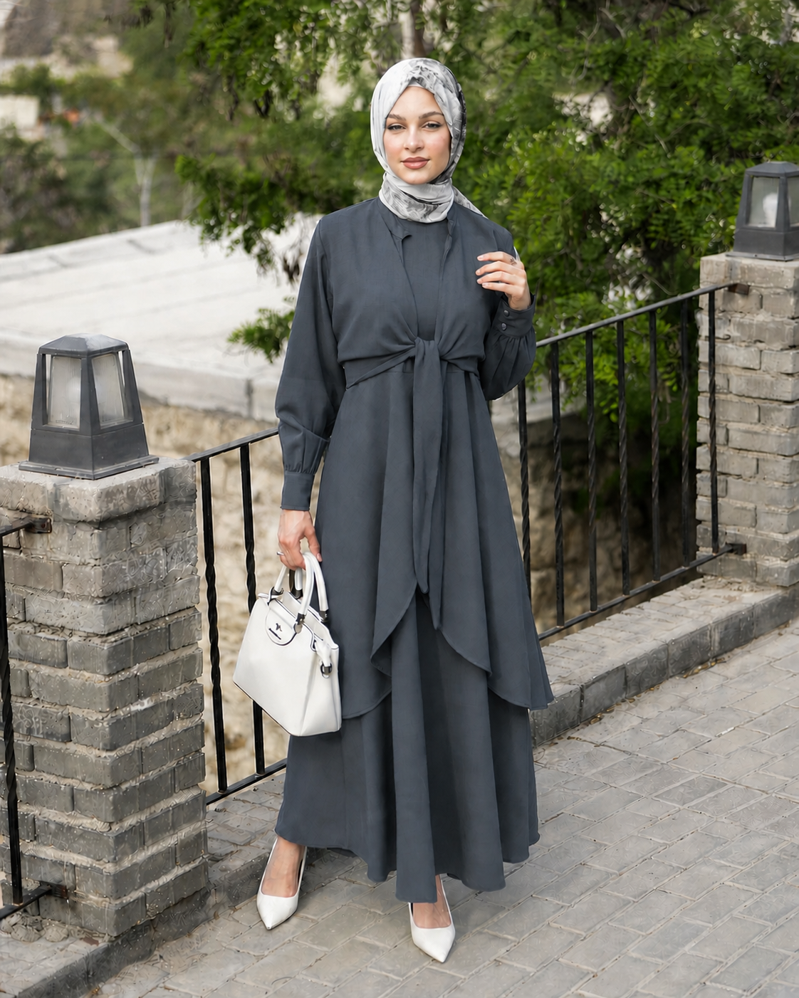 Elegant Wrap Dress with Front Tie:11130