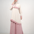 Skirt and Tunic Set with Asymmetric Hem and Front Clasps - Pink