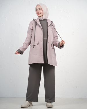 Three-Piece Women's Tracksuit with Jacket, Top and Wide-Leg Trousers - Pink