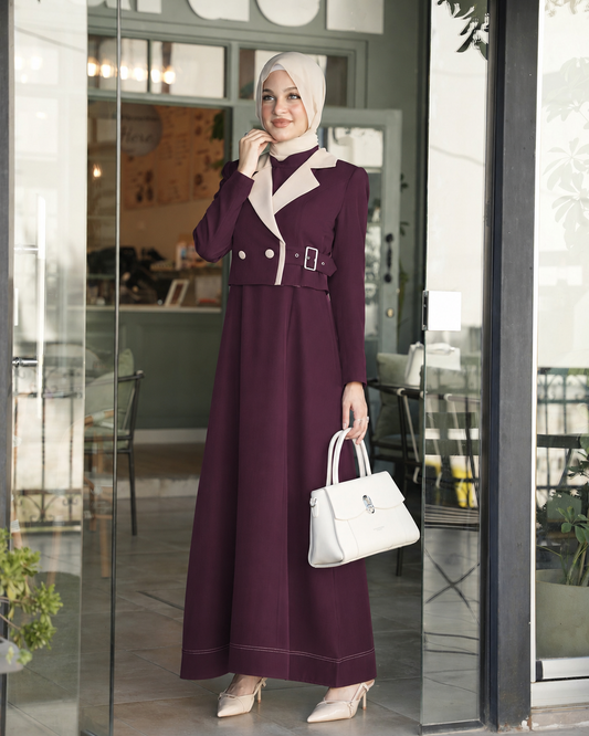 Elegant Long Dress with Jacket and Side Belt11270