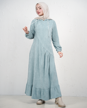 Casual Flowy Maxi Dress with Asymmetric Details - Turquoise
