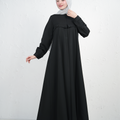 Flowy Jilbab with Front Pleats and Chest Detail - Black