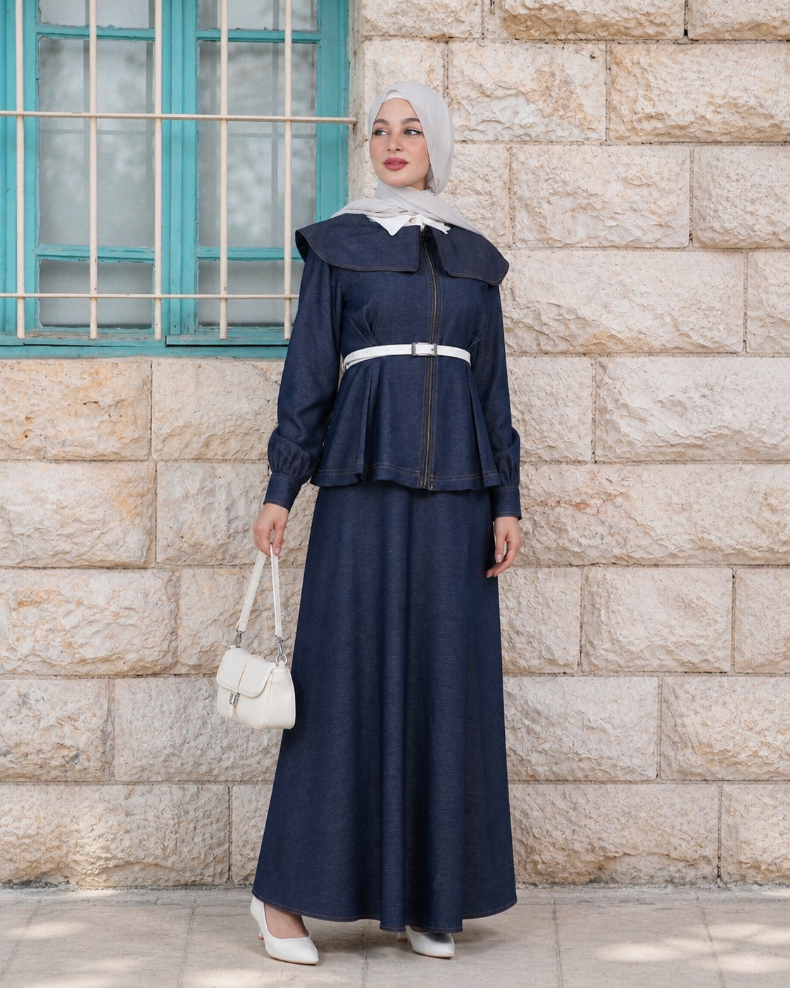 Elegant Modest Set (Skirt, Shirt & Jacket):11080