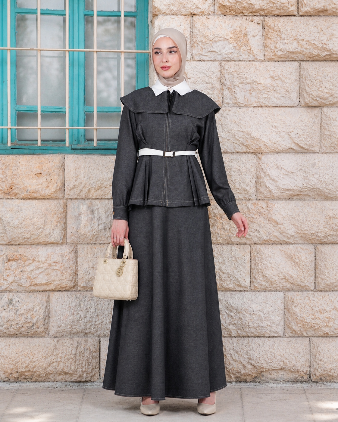 Elegant Modest Set (Skirt, Shirt & Jacket):11080