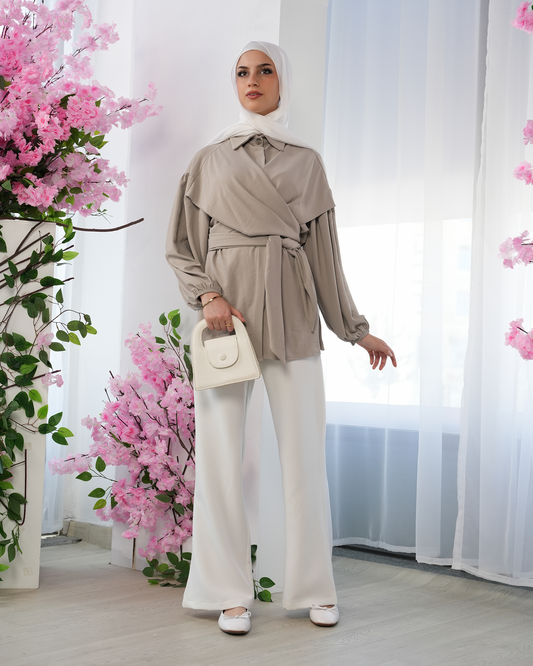 Elegant Wrap Set with Waist Belt:H:50